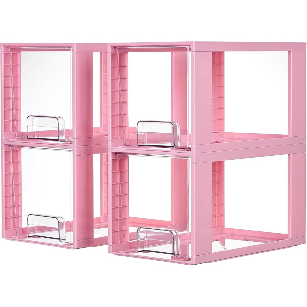 Makeup Organizer - 4 Pack Large Stackable Storage Drawers