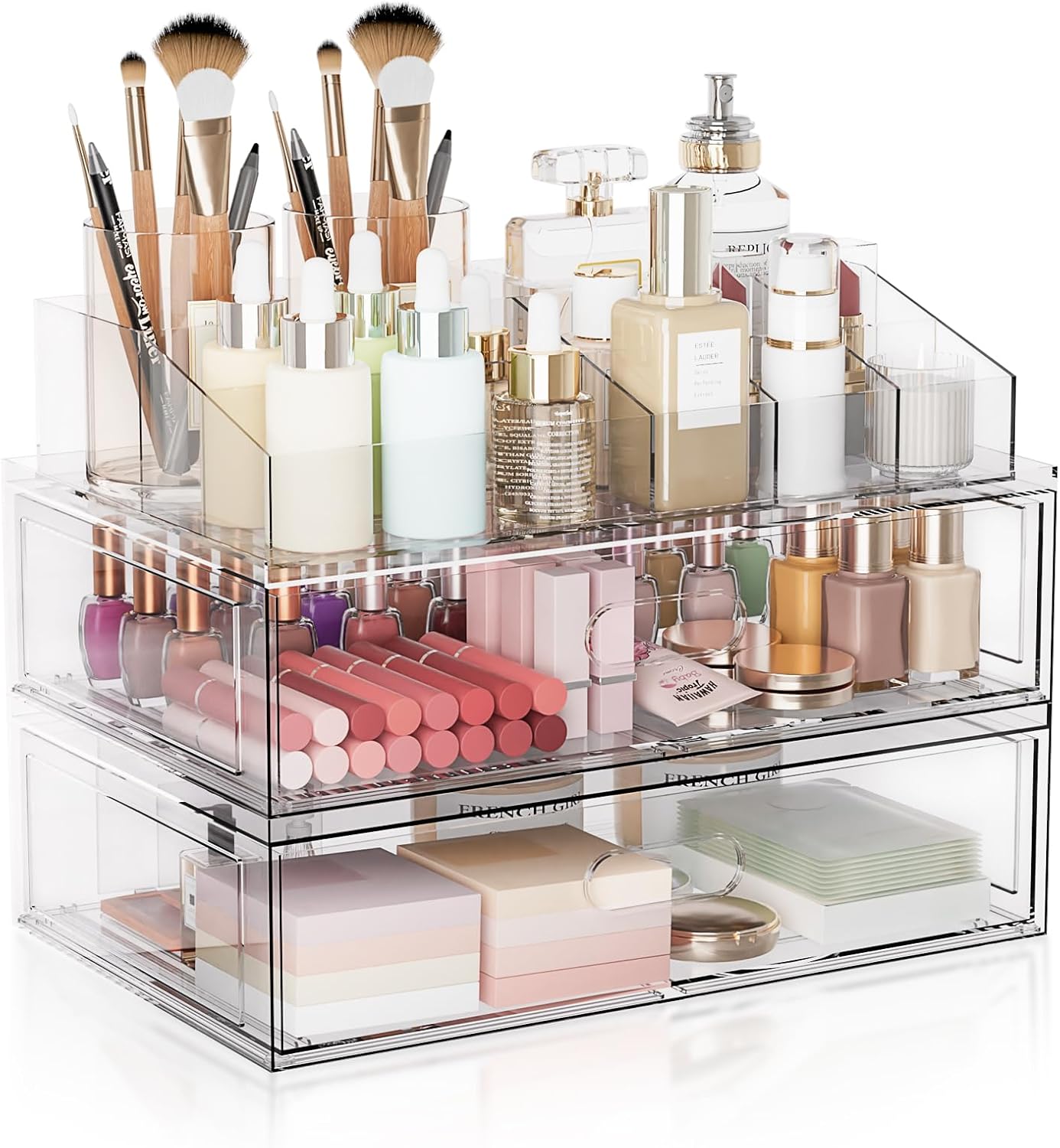 Makeup Organizer - Clear Acrylic Stackable Makeup Organizer with